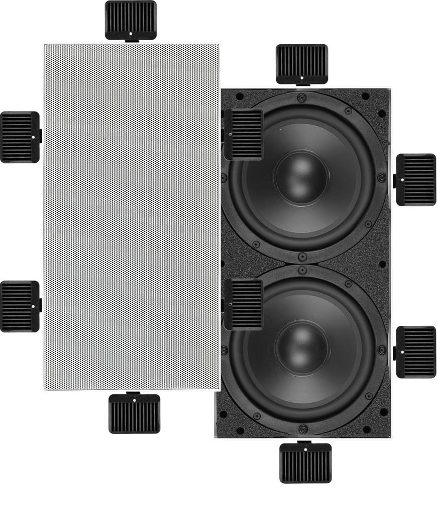 Loa siêu trầm gắn tường/trần không viền. 2 loa trầm 6,5”, công suất 240 watt.